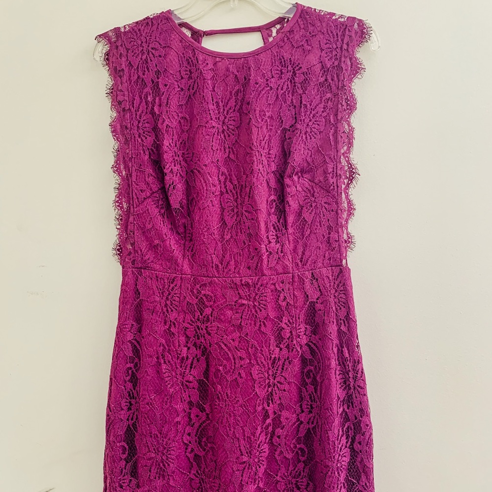 Kimchi Blue Scalloped Lace Backless Fuchsia dress